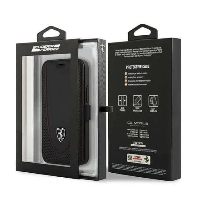 Чехол-книжка Ferrari для iPhone 12 mini Off Track Perforated Black (FEOGOFLBKP12SBK)