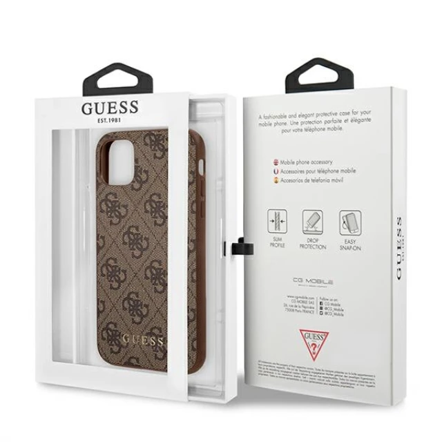 Чохол Guess 4G Metal Gold Logo для iPhone 11 Brown (GUHCN61G4GFBR)