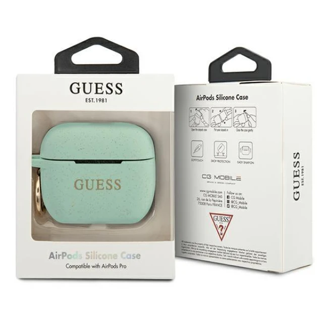 Чохол Guess Silicone Glitter для AirPods Pro Green (GUACAPSILGLGN)