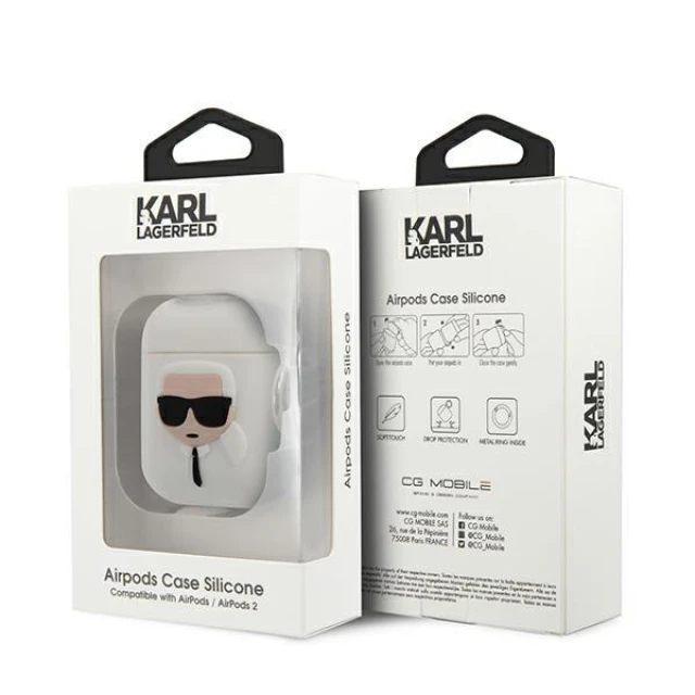 Чохол Karl Lagerfeld Silicone Iconic для AirPods 2/1 White (KLACCSILKHWH)