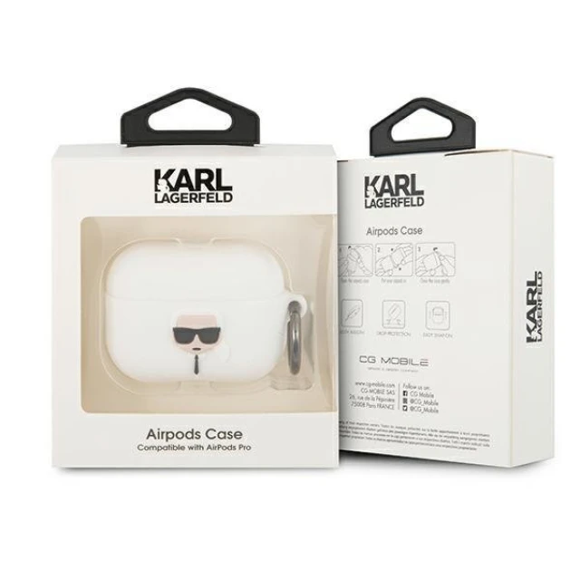 Чохол Karl Lagerfeld Silicone Iconic для AirPods Pro White (KLACAPSILGLWH)