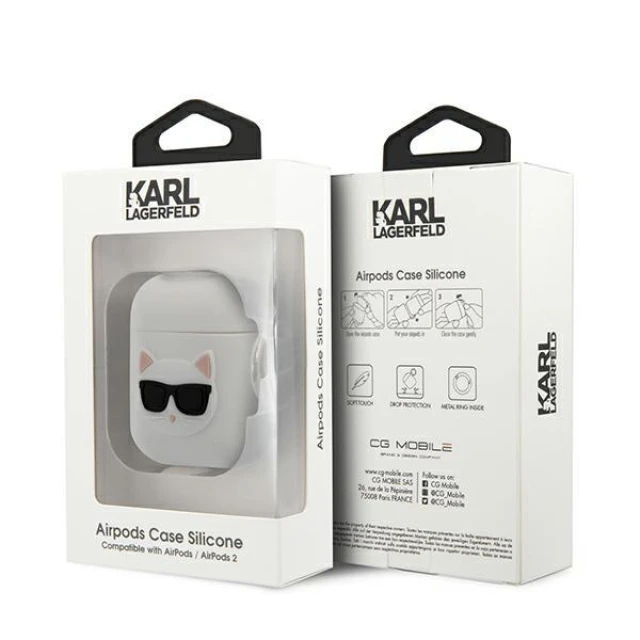 Чохол Karl Lagerfeld Silicone Choupette для AirPods 2/1 White (KLACA2SILCHWH)