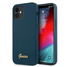Чохол Guess Metal Logo Script для iPhone 12 mini Blue (GUHCP12SLSLMGBL)