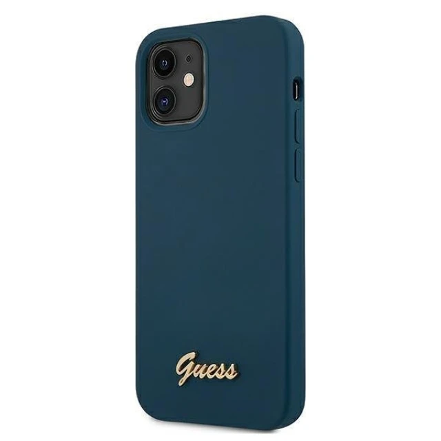 Чохол Guess Metal Logo Script для iPhone 12 mini Blue (GUHCP12SLSLMGBL)