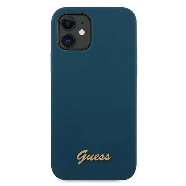 Чохол Guess Metal Logo Script для iPhone 12 mini Blue (GUHCP12SLSLMGBL)