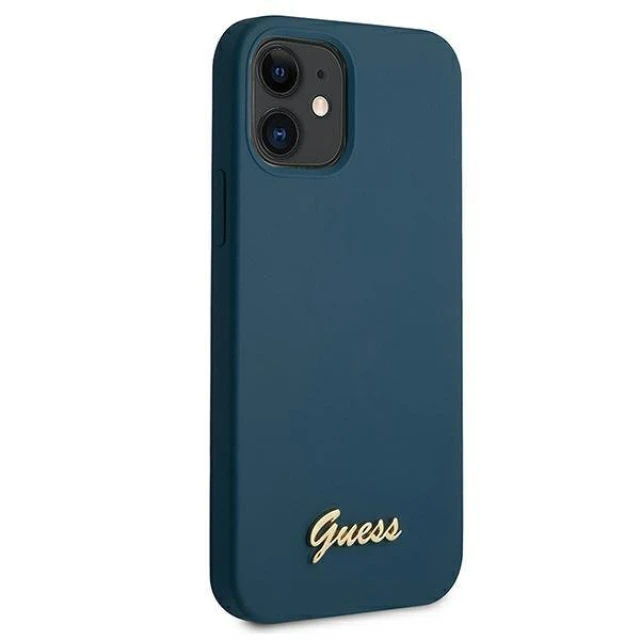 Чохол Guess Metal Logo Script для iPhone 12 mini Blue (GUHCP12SLSLMGBL)