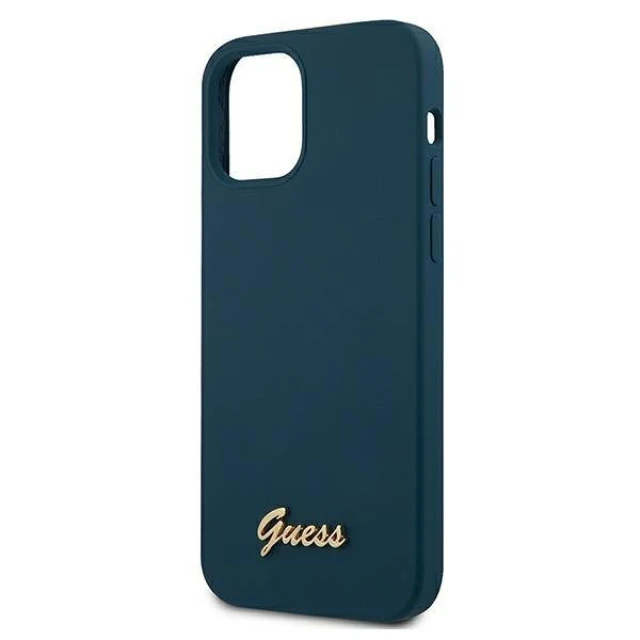 Чохол Guess Metal Logo Script для iPhone 12 mini Blue (GUHCP12SLSLMGBL)
