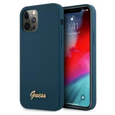 Чохол Guess Metal Logo Script для iPhone 12 Pro Max Blue (GUHCP12LLSLMGBL)