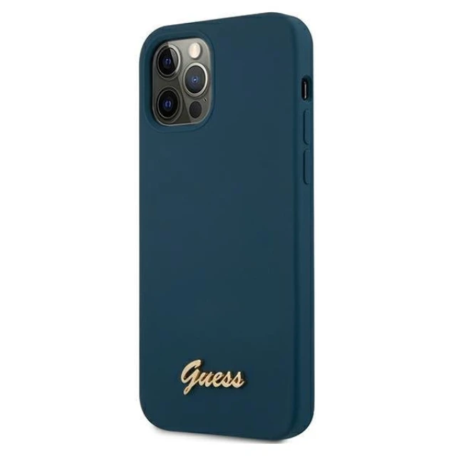 Чохол Guess Metal Logo Script для iPhone 12 Pro Max Blue (GUHCP12LLSLMGBL)