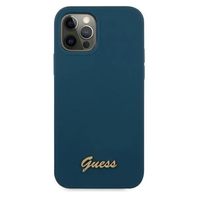 Чохол Guess Metal Logo Script для iPhone 12 Pro Max Blue (GUHCP12LLSLMGBL)