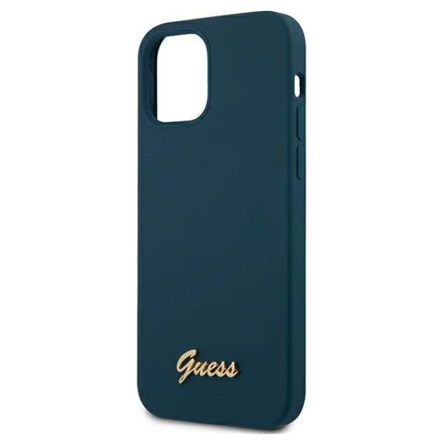 Чохол Guess Metal Logo Script для iPhone 12 Pro Max Blue (GUHCP12LLSLMGBL)
