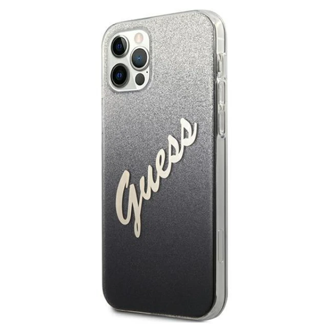 Чохол Guess Glitter Gradient Script для iPhone 12 | 12 Pro Black (GUHCP12MPCUGLSBK)