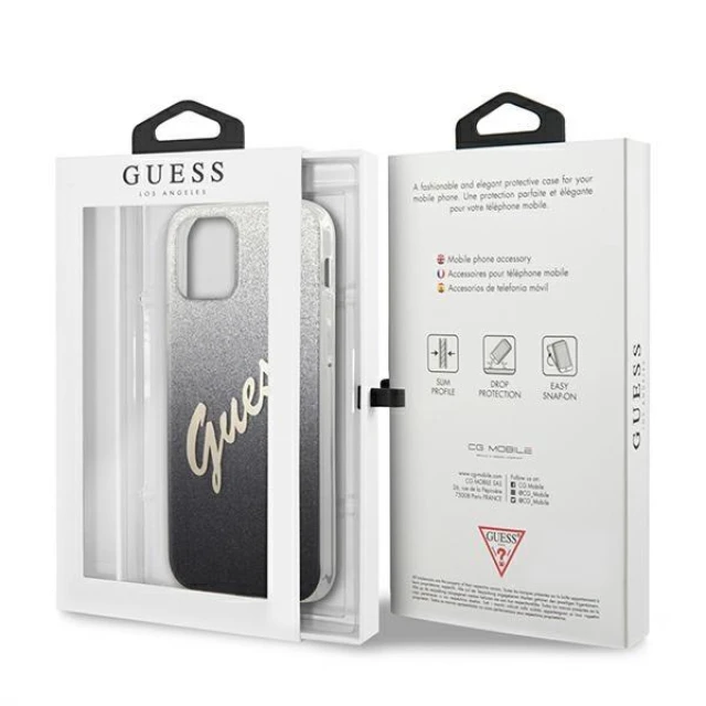 Чохол Guess Glitter Gradient Script для iPhone 12 | 12 Pro Black (GUHCP12MPCUGLSBK)