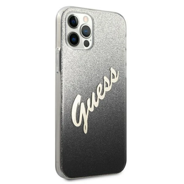 Чехол Guess Glitter Gradient Script для iPhone 12 Pro Max Black (GUHCP12LPCUGLSBK)