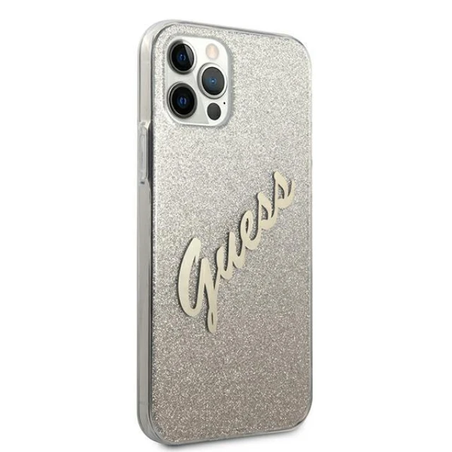 Чохол Guess Glitter Gradient Script для iPhone 12 Pro Max Gold (GUHCP12LPCUGLSGO)