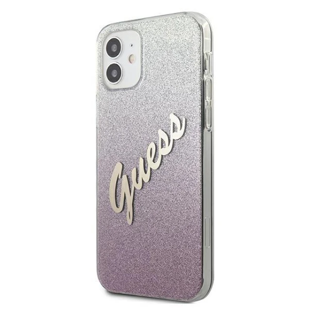 Чехол Guess Glitter Gradient Script для iPhone 12 mini Pink (GUHCP12SPCUGLSPI)