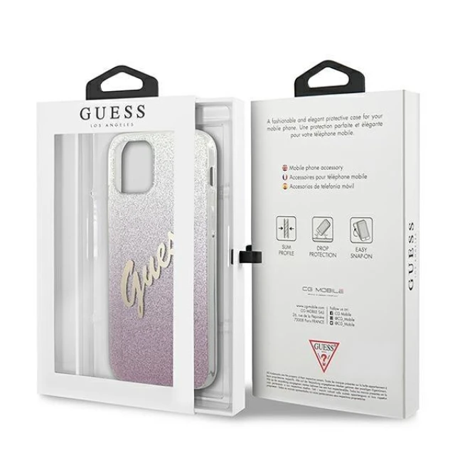Чехол Guess Glitter Gradient Script для iPhone 12 mini Pink (GUHCP12SPCUGLSPI)