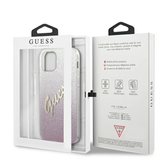 Чехол Guess Glitter Gradient Script для iPhone 12 Pro Max Pink (GUHCP12LPCUGLSPI)