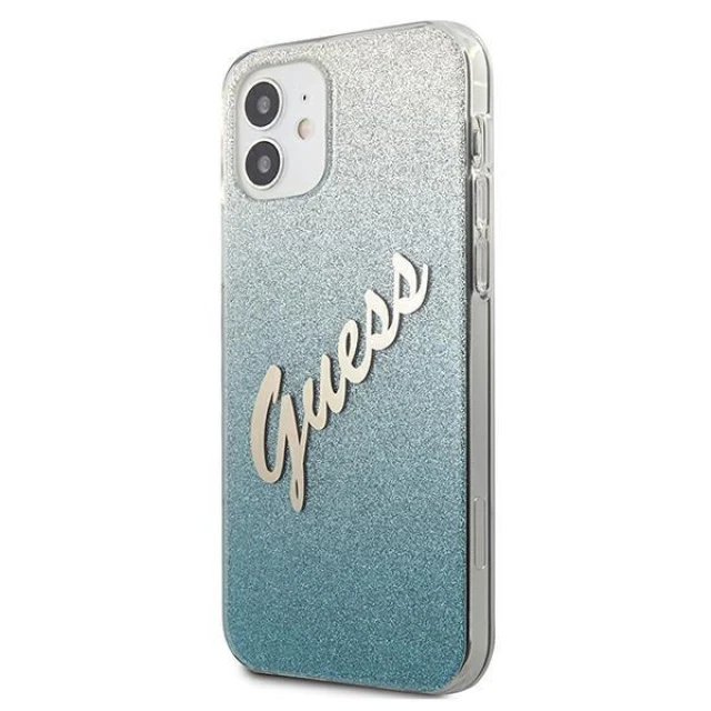 Чохол Guess Glitter Gradient Script для iPhone 12 mini Blue (GUHCP12SPCUGLSBL)