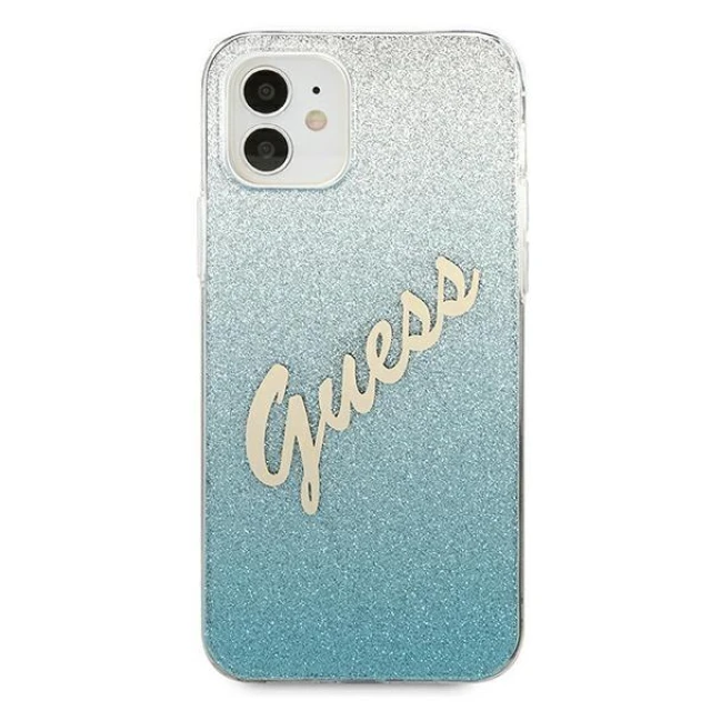 Чохол Guess Glitter Gradient Script для iPhone 12 mini Blue (GUHCP12SPCUGLSBL)