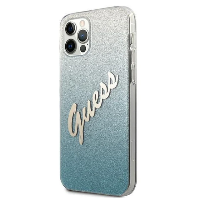 Чохол Guess Glitter Gradient Script для iPhone 12 Pro Max Blue (GUHCP12LPCUGLSBL)