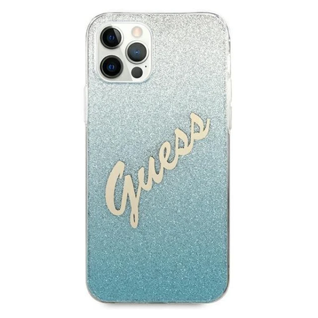 Чохол Guess Glitter Gradient Script для iPhone 12 Pro Max Blue (GUHCP12LPCUGLSBL)