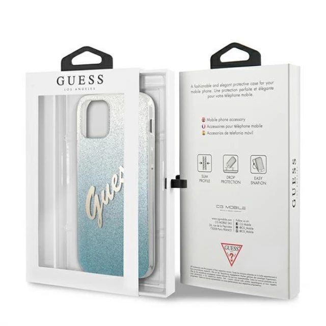 Чохол Guess Glitter Gradient Script для iPhone 12 Pro Max Blue (GUHCP12LPCUGLSBL)