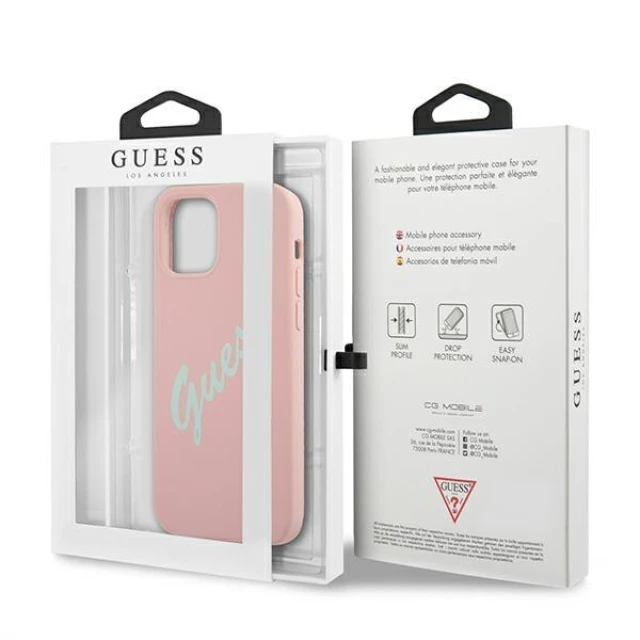 Чохол Guess Silicone Vintage для iPhone 12 | 12 Pro Pink (GUHCP12MLSVSPG)