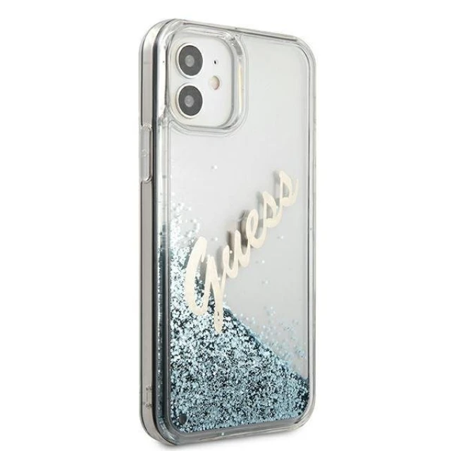 Чехол Guess Glitter Vintage Script для iPhone 12 mini Blue (GUHCP12SGLVSBL)