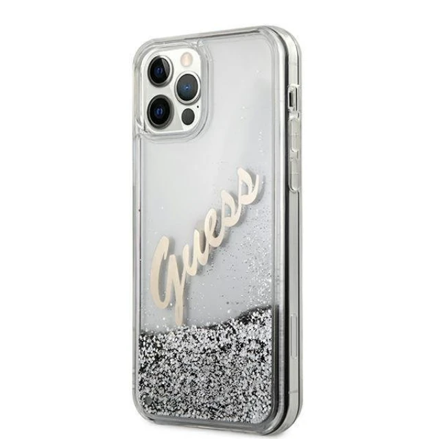 Чохол Guess Glitter Vintage Script для iPhone 12 Pro Max Silver (GUHCP12LGLVSSI)