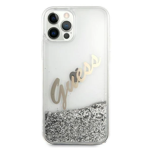 Чохол Guess Glitter Vintage Script для iPhone 12 Pro Max Silver (GUHCP12LGLVSSI)
