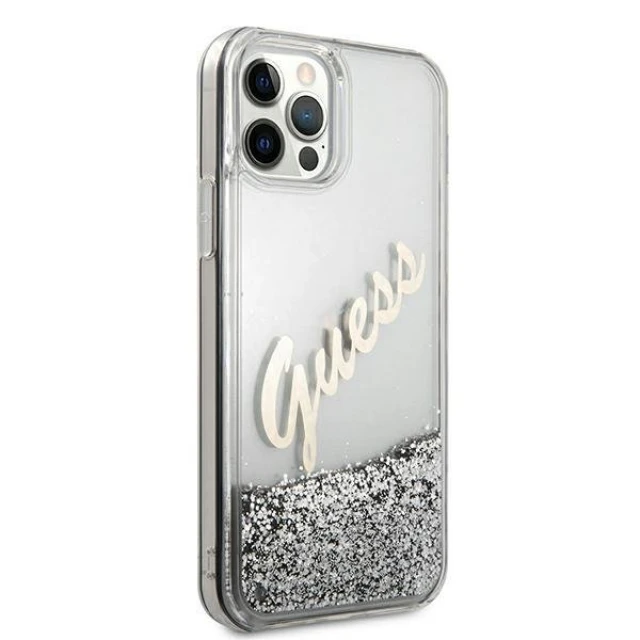 Чохол Guess Glitter Vintage Script для iPhone 12 Pro Max Silver (GUHCP12LGLVSSI)