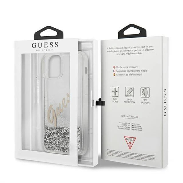 Чохол Guess Glitter Vintage Script для iPhone 12 Pro Max Silver (GUHCP12LGLVSSI)