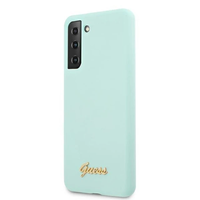 Чохол Guess Silicone Script Metal Logo для Samsung Galaxy S21 Plus Blue (GUHCS21MLSLMGLB)