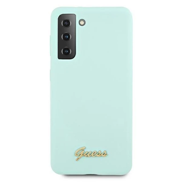 Чохол Guess Silicone Script Metal Logo для Samsung Galaxy S21 Plus Blue (GUHCS21MLSLMGLB)