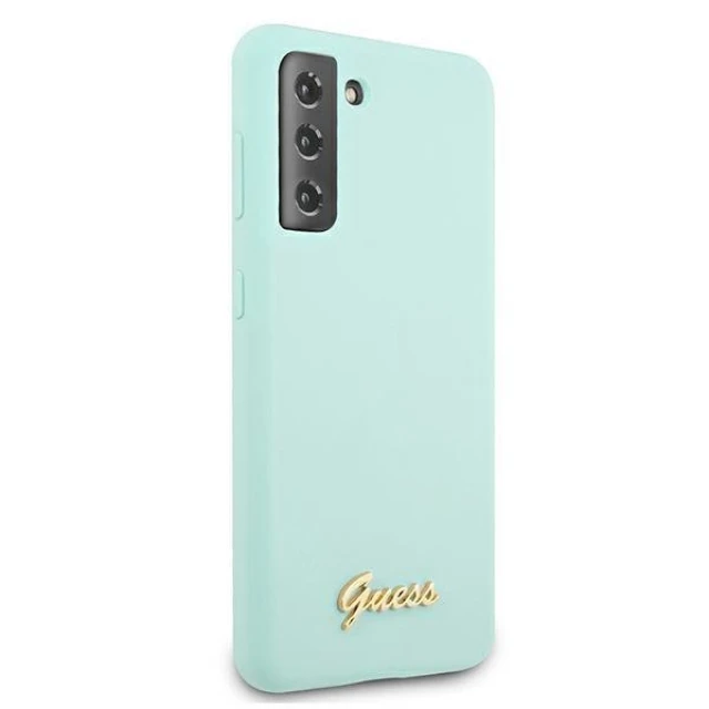 Чохол Guess Silicone Script Metal Logo для Samsung Galaxy S21 Plus Blue (GUHCS21MLSLMGLB)