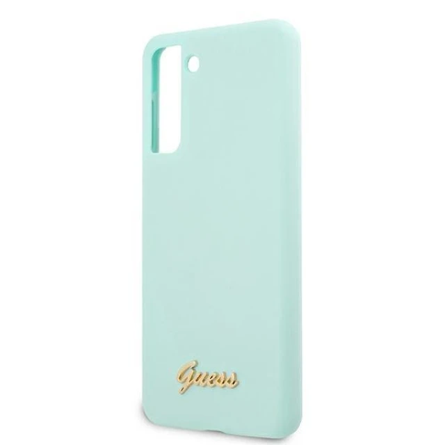 Чохол Guess Silicone Script Metal Logo для Samsung Galaxy S21 Plus Blue (GUHCS21MLSLMGLB)