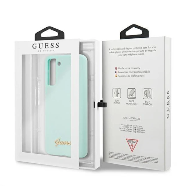 Чохол Guess Silicone Script Metal Logo для Samsung Galaxy S21 Plus Blue (GUHCS21MLSLMGLB)