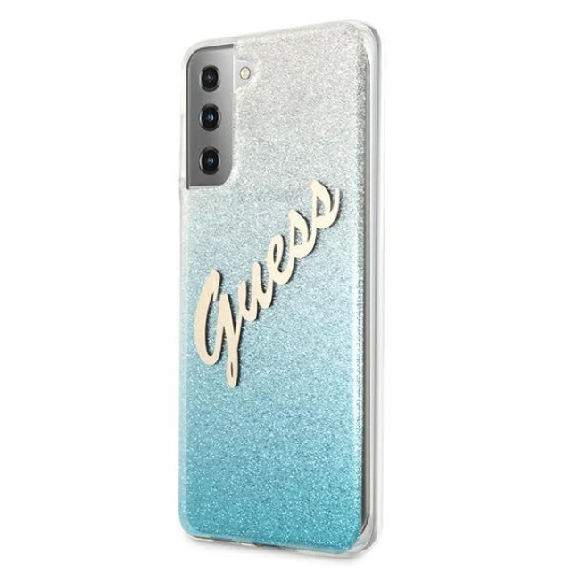 Чохол Guess Glitter Gradient Script для Samsung Galaxy S21 Plus Blue (GUHCS21MPCUGLSBL)
