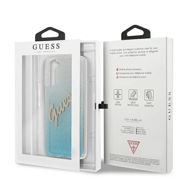 Чохол Guess Glitter Gradient Script для Samsung Galaxy S21 Plus Blue (GUHCS21MPCUGLSBL)