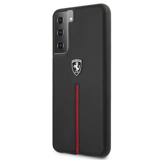 Чехол Ferrari для Samsung Galaxy S21 Plus G996 Off Track Leather Nylon Stripe Black (FEOSIHCS21MBK)