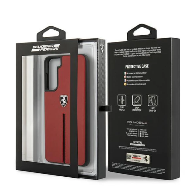 Чехол Ferrari для Samsung Galaxy S21 Plus G996 Off Track Leather Nylon Stripe Red (FEOSIHCS21MRE)