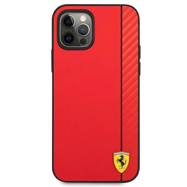 Чехол Ferrari для iPhone 12 Pro Max On Track Carbon Stripe Red (FESAXHCP12LRE)