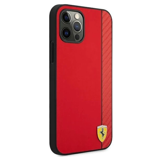 Чехол Ferrari для iPhone 12 Pro Max On Track Carbon Stripe Red (FESAXHCP12LRE)