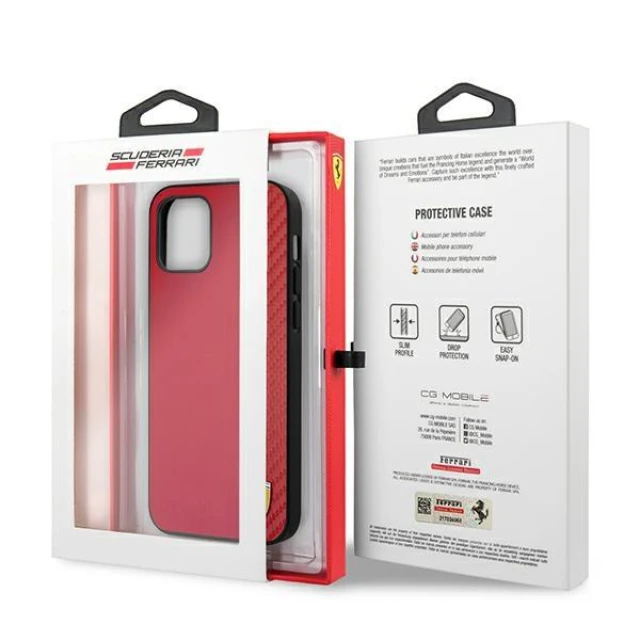 Чехол Ferrari для iPhone 12 Pro Max On Track Carbon Stripe Red (FESAXHCP12LRE)
