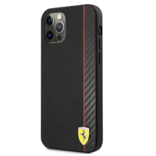 Чохол Ferrari для iPhone 12 Pro Max On Track Carbon Stripe Black (FESAXHCP12LBK)