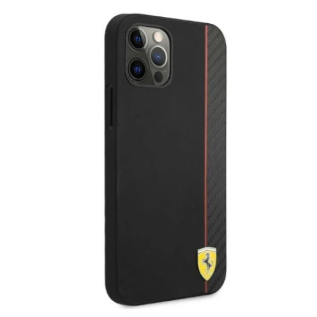 Чохол Ferrari для iPhone 12 Pro Max On Track Carbon Stripe Black (FESAXHCP12LBK)