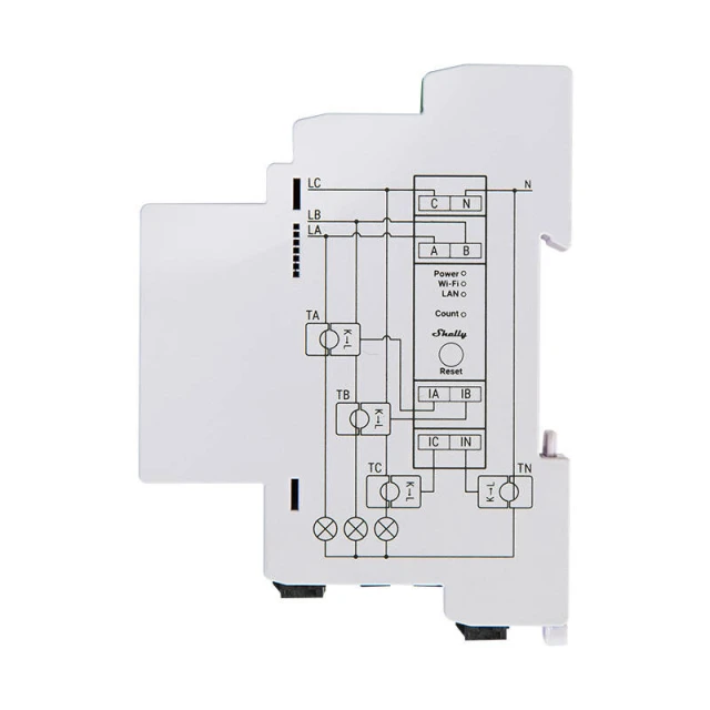Лічильник енергії Shelly Pro 3EM 120A Wi-Fi/Bluetooth (3800235268100)