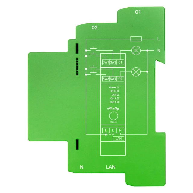 Двоканальний бімер на DIN-рейку Shelly Pro Dimmer 2 WiFi/Bluetooth (ProDimmer2)