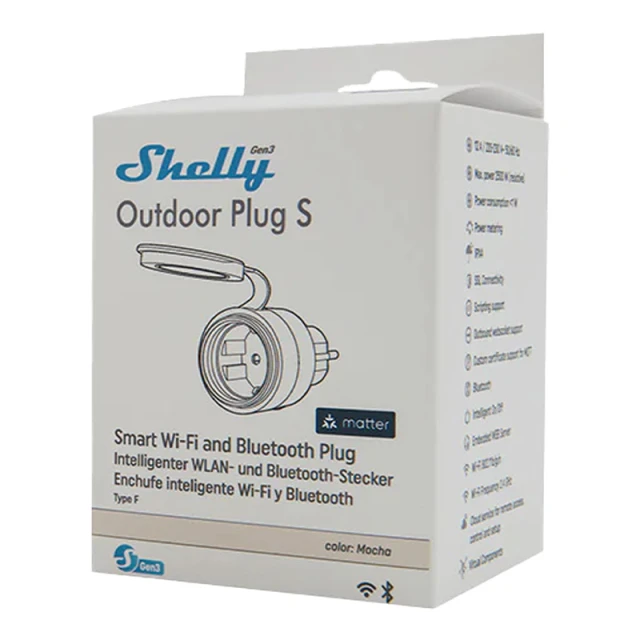 Розумна розетка Shelly Plug S MTR Gen3 IP44 12A (OutdoorPlugSGen3)